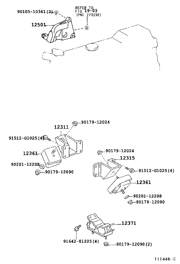 12311-78101 BRACKET, ENGINE MOUNTING, FRONT NO.1 RH product image