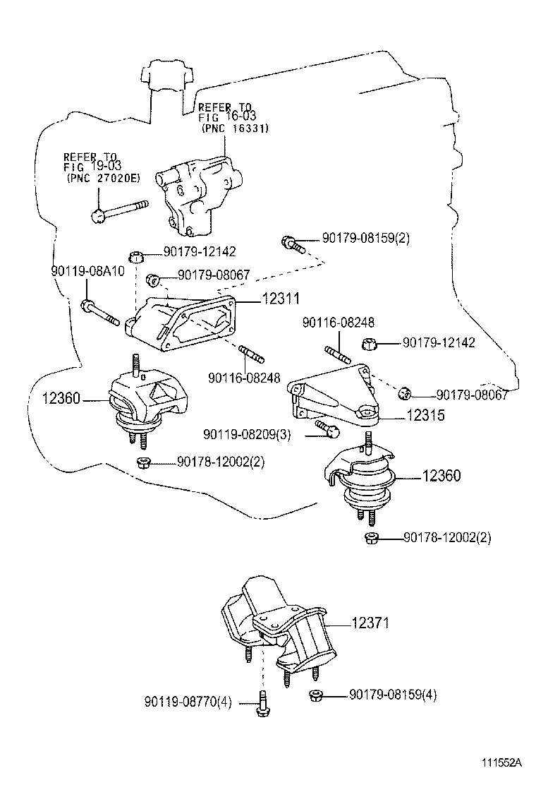 12361-50092 INSULATOR, ENGINE MOUNTING, FRONT product image