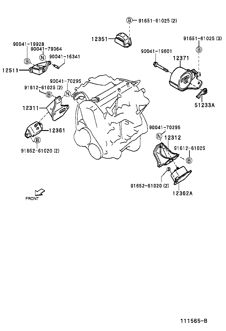 12311-87401 BRACKET, ENGINE MOUNTING, FRONT NO.1 RH product image
