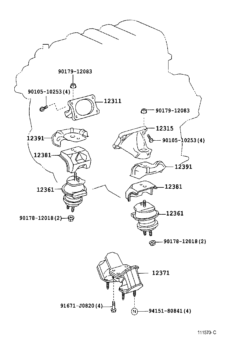 12361-50092 INSULATOR, ENGINE MOUNTING, FRONT product image