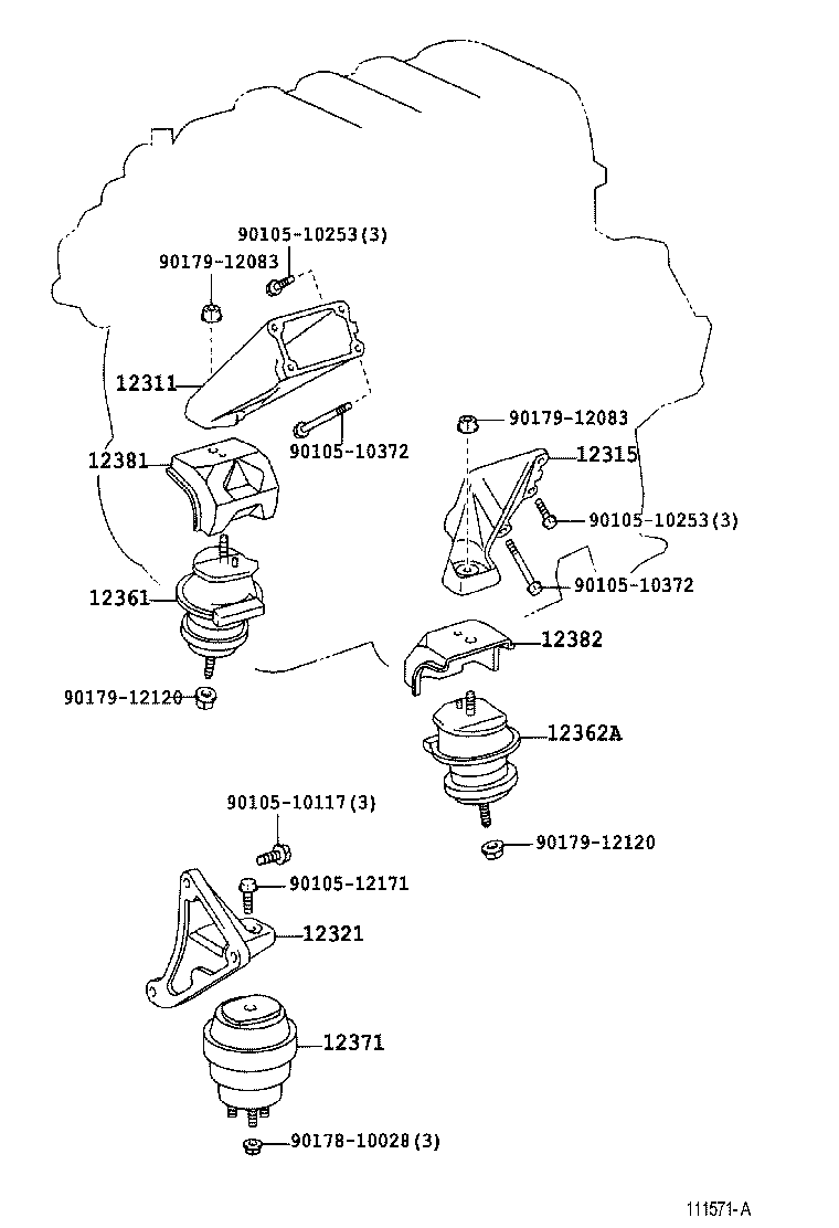 12361-50092 INSULATOR, ENGINE MOUNTING, FRONT product image