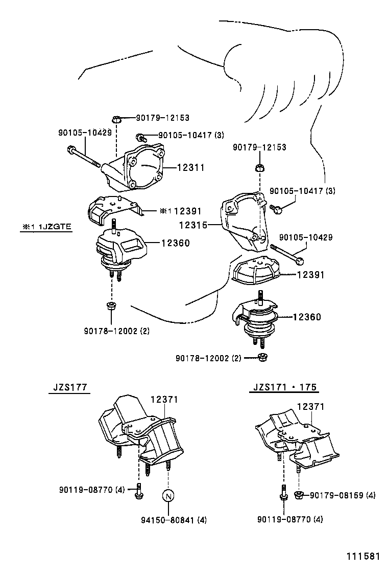 12361-50092 INSULATOR, ENGINE MOUNTING, FRONT product image