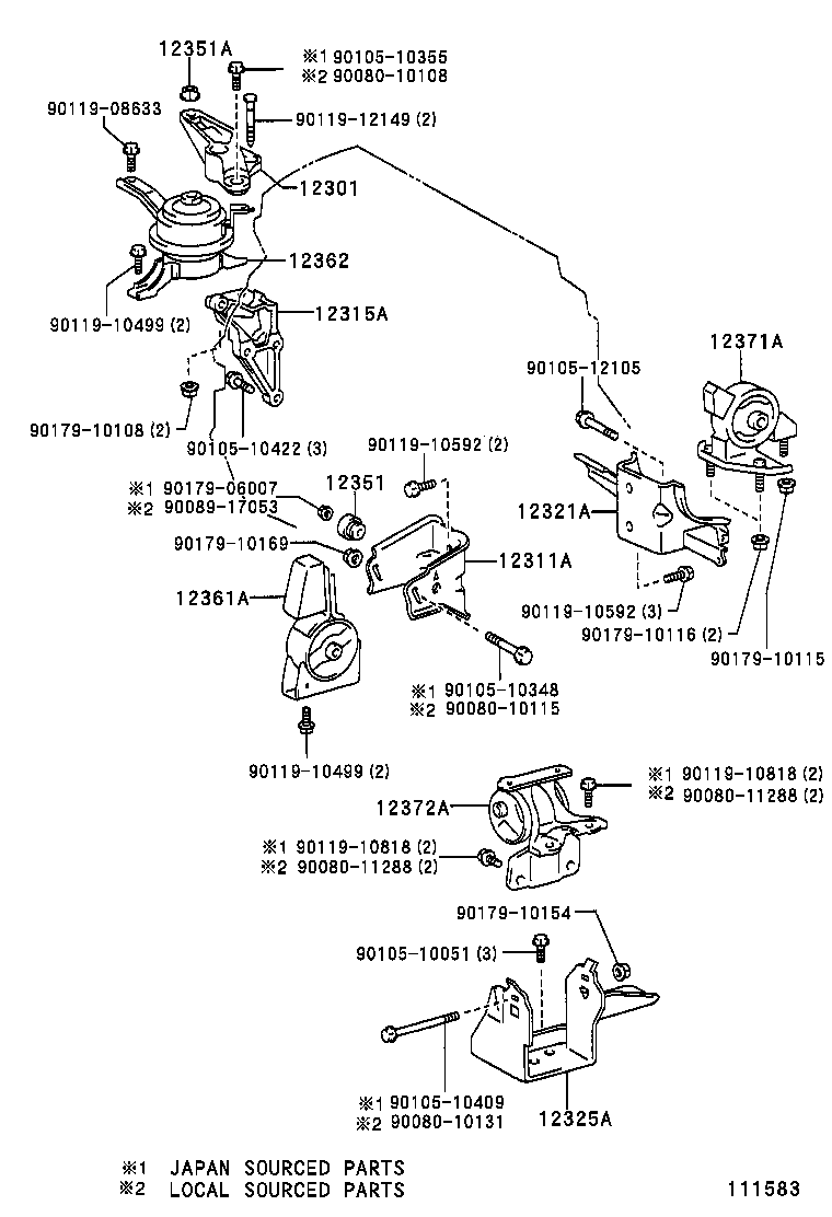 12361-53010 INSULATOR, ENGINE MOUNTING, FRONT(FOR TRANSVERSE ENGINE) product image