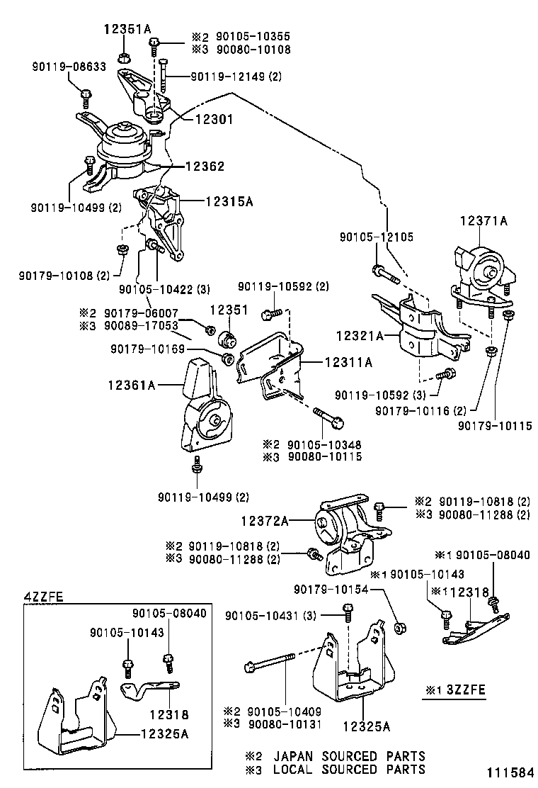 12361-53010 INSULATOR, ENGINE MOUNTING, FRONT(FOR TRANSVERSE ENGINE) product image