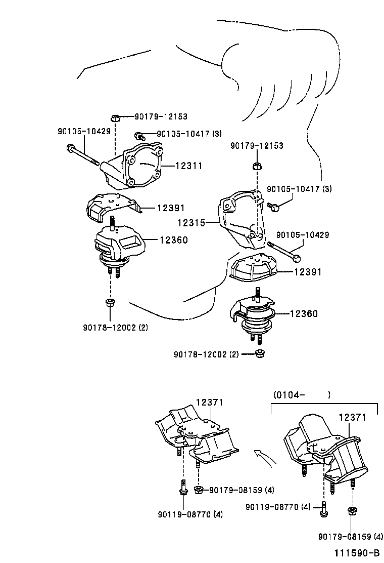 12360-46180 INSULATOR ASSY, ENGINE MOUNTING, FRONT product image