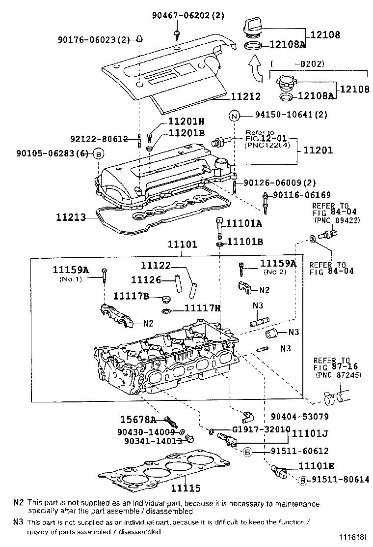 Toyota 11212-22061 COVER, CYLINDER HEAD, NO.2