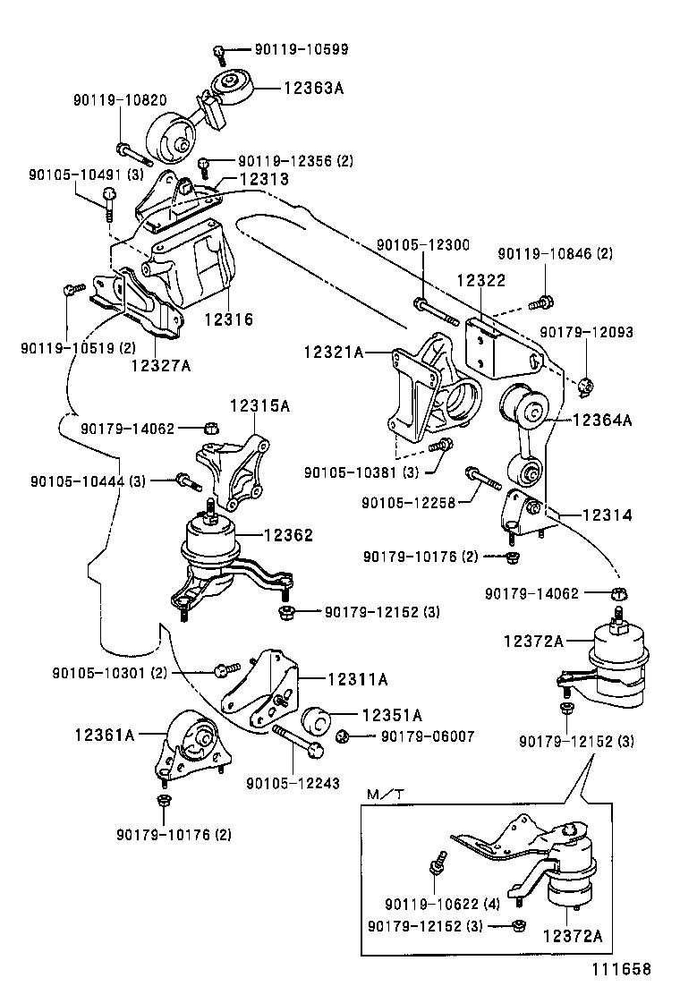12361-28090 INSULATOR, ENGINE MOUNTING, FRONT(FOR TRANSVERSE ENGINE) product image