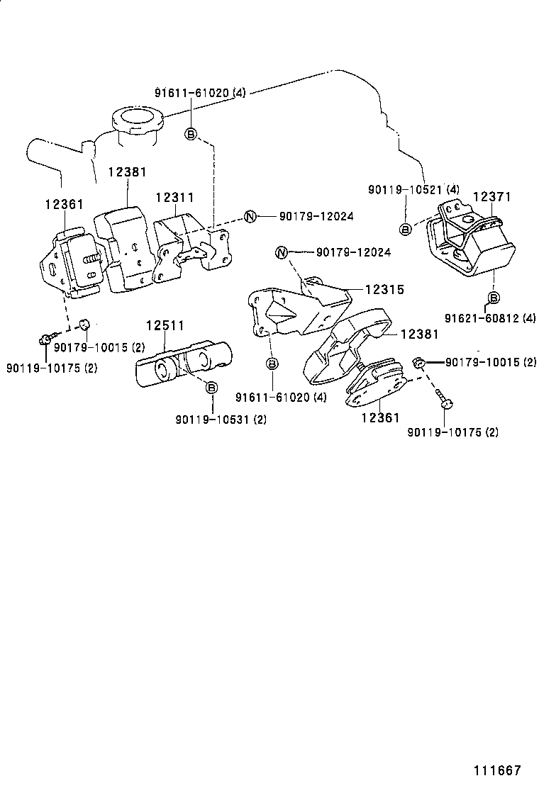 12361-05020 INSULATOR, ENGINE MOUNTING, FRONT product image