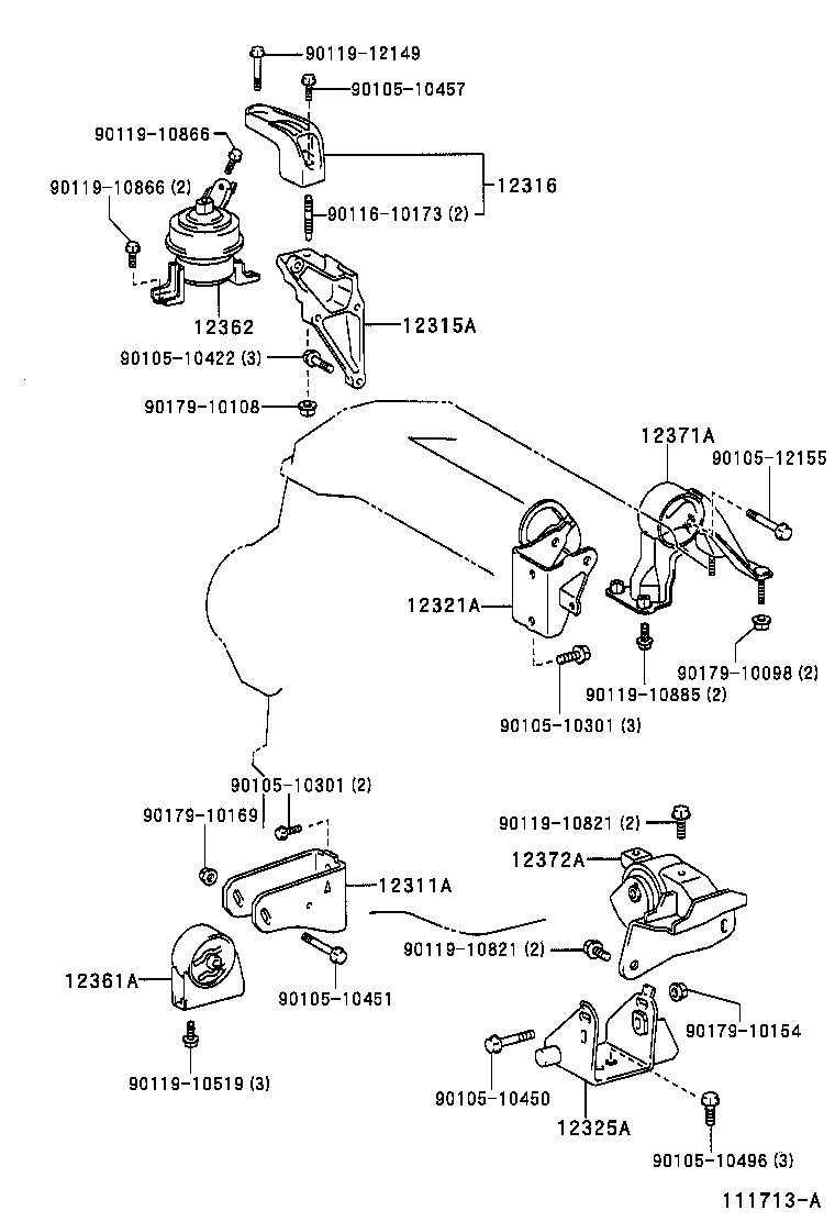 12361-74530 INSULATOR, ENGINE MOUNTING, FRONT(FOR TRANSVERSE ENGINE) product image