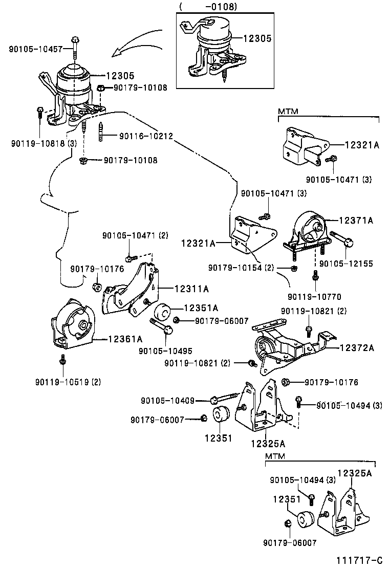 12311-27050 BRACKET, ENGINE MOUNTING, FRONT(FOR TRANSVERSE ENGINE) product image