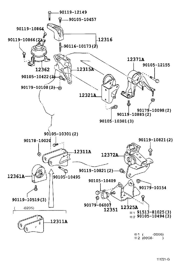 12361-74531 INSULATOR, ENGINE MOUNTING, FRONT(FOR TRANSVERSE ENGINE) product image