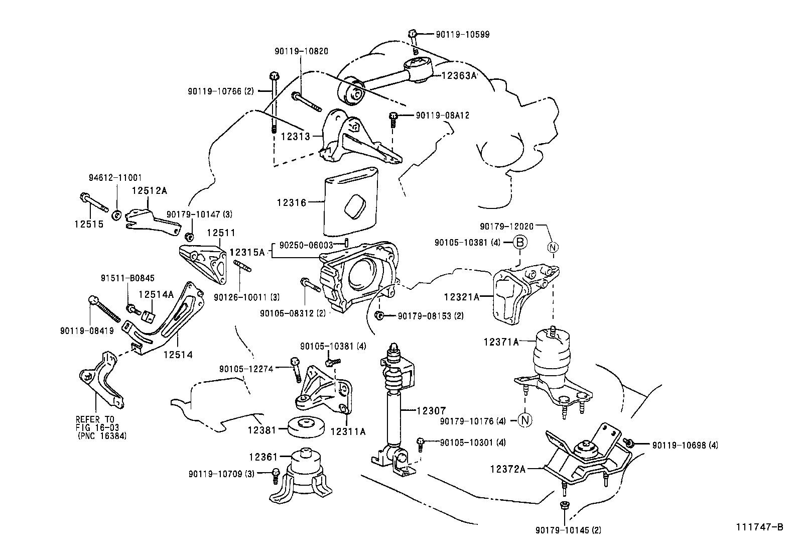 12311-20050 BRACKET, ENGINE MOUNTING, FRONT(FOR TRANSVERSE ENGINE) product image
