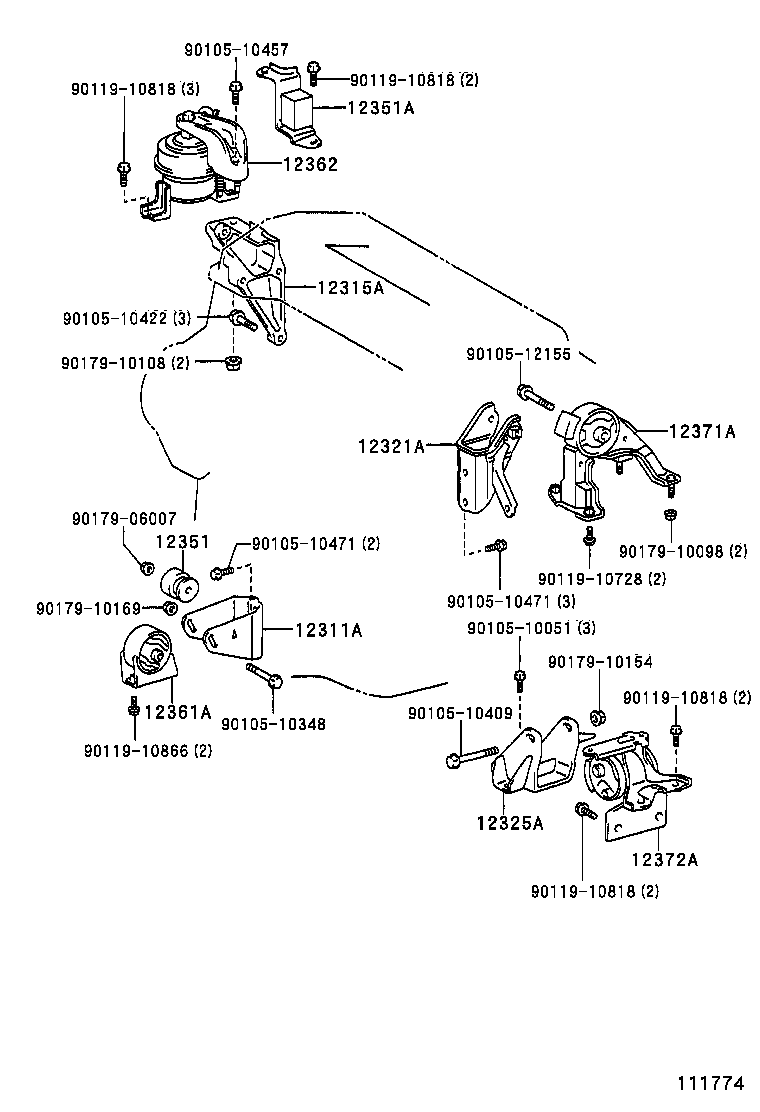 12361-02100 INSULATOR, ENGINE MOUNTING, FRONT(FOR TRANSVERSE ENGINE) product image