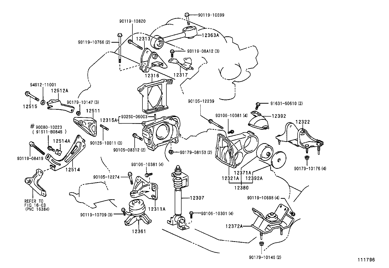 12361-74450 INSULATOR, ENGINE MOUNTING, FRONT(FOR TRANSVERSE ENGINE) product image