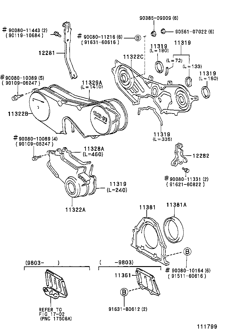 11303-0A031 COVER, TIMING BELT, NO.2 product image