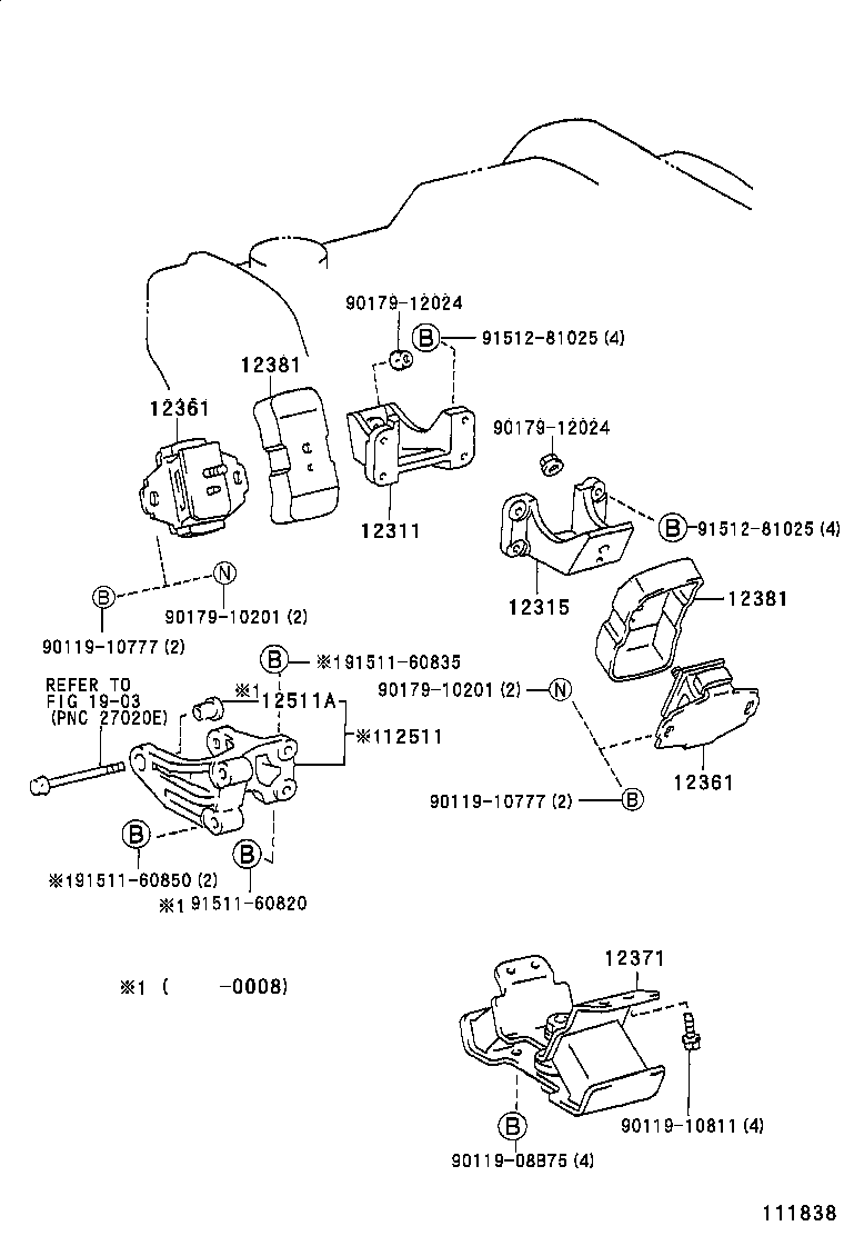 12321-62100 BRACKET, ENGINE MOUNTING, REAR, NO.1 product image