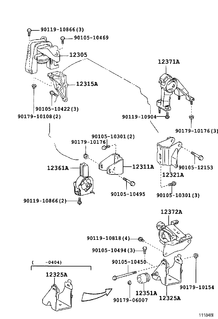 12321-22150 BRACKET, ENGINE MOUNTING, REAR(FOR TRANSVERSE ENGINE) product image