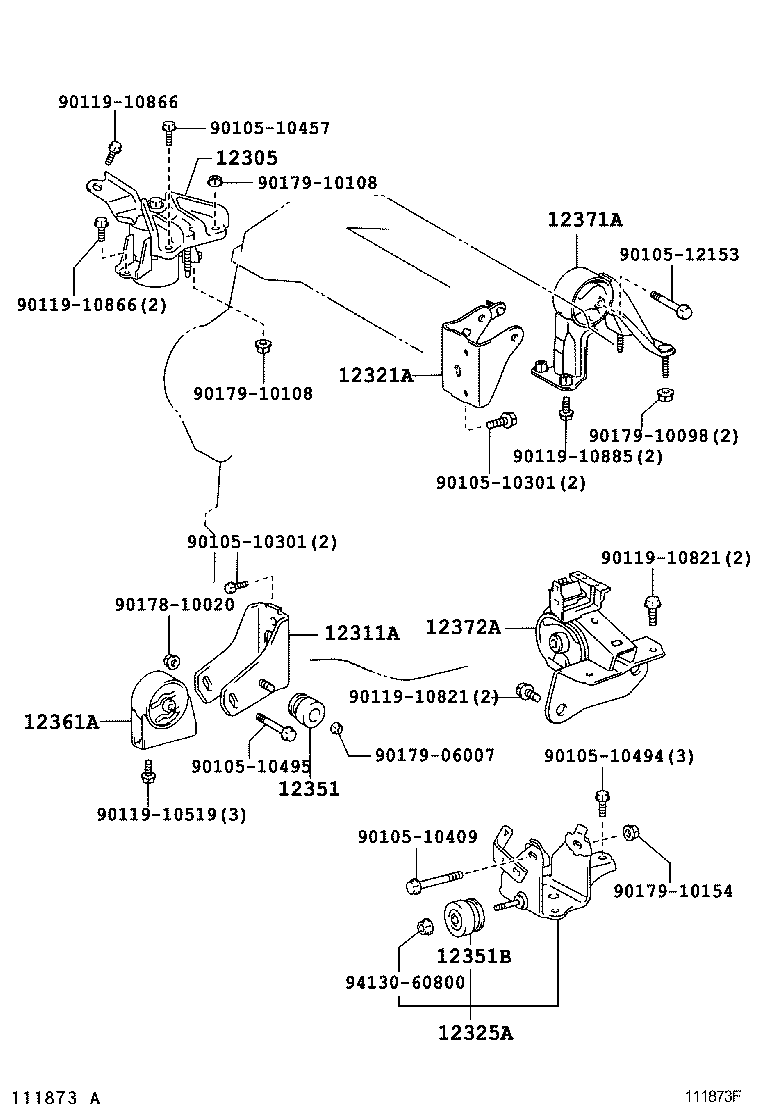 12361-74531 INSULATOR, ENGINE MOUNTING, FRONT(FOR TRANSVERSE ENGINE) product image