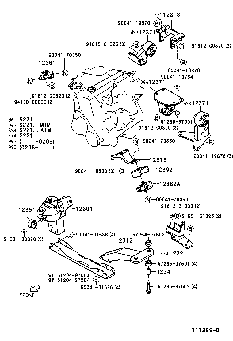 12301-97504 BRACKET SUB-ASSY, ENGINE MOUNTING, FRONT RH product image