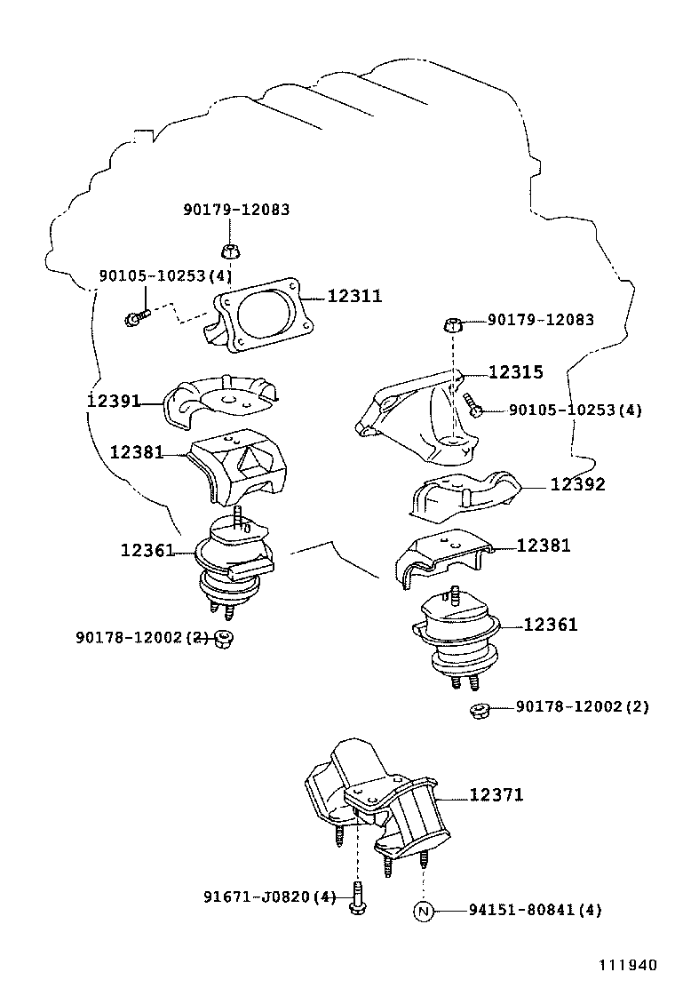 Toyota 12311-50070 BRACKET, ENGINE MOUNTING, FRONT NO.1 RH