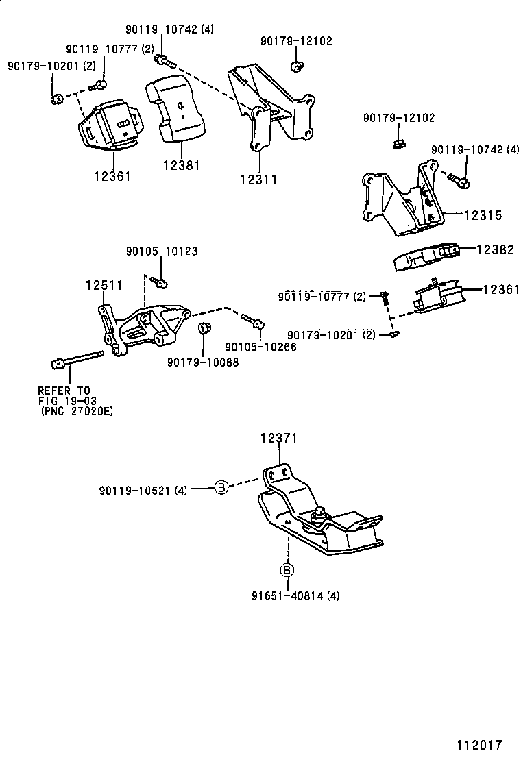 12371-75080 INSULATOR, ENGINE MOUNTING, REAR NO.1 product image