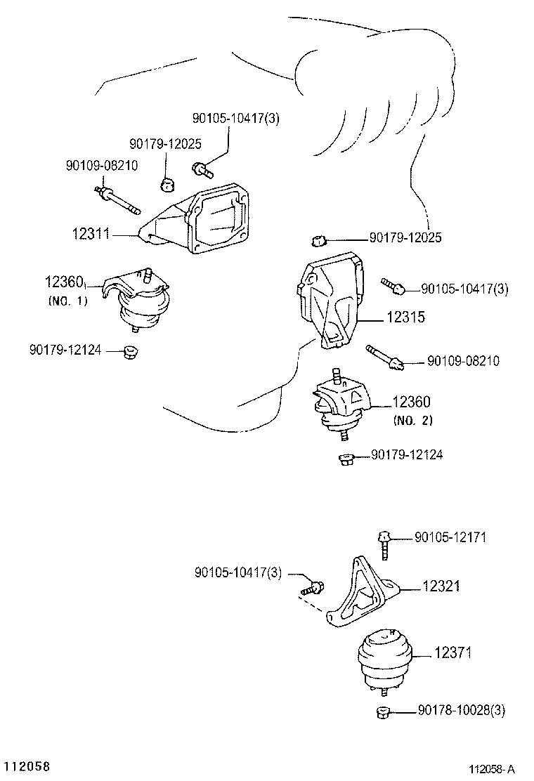 12380-46050 INSULATOR, ENGINE MOUNTING, REAR NO.1 product image