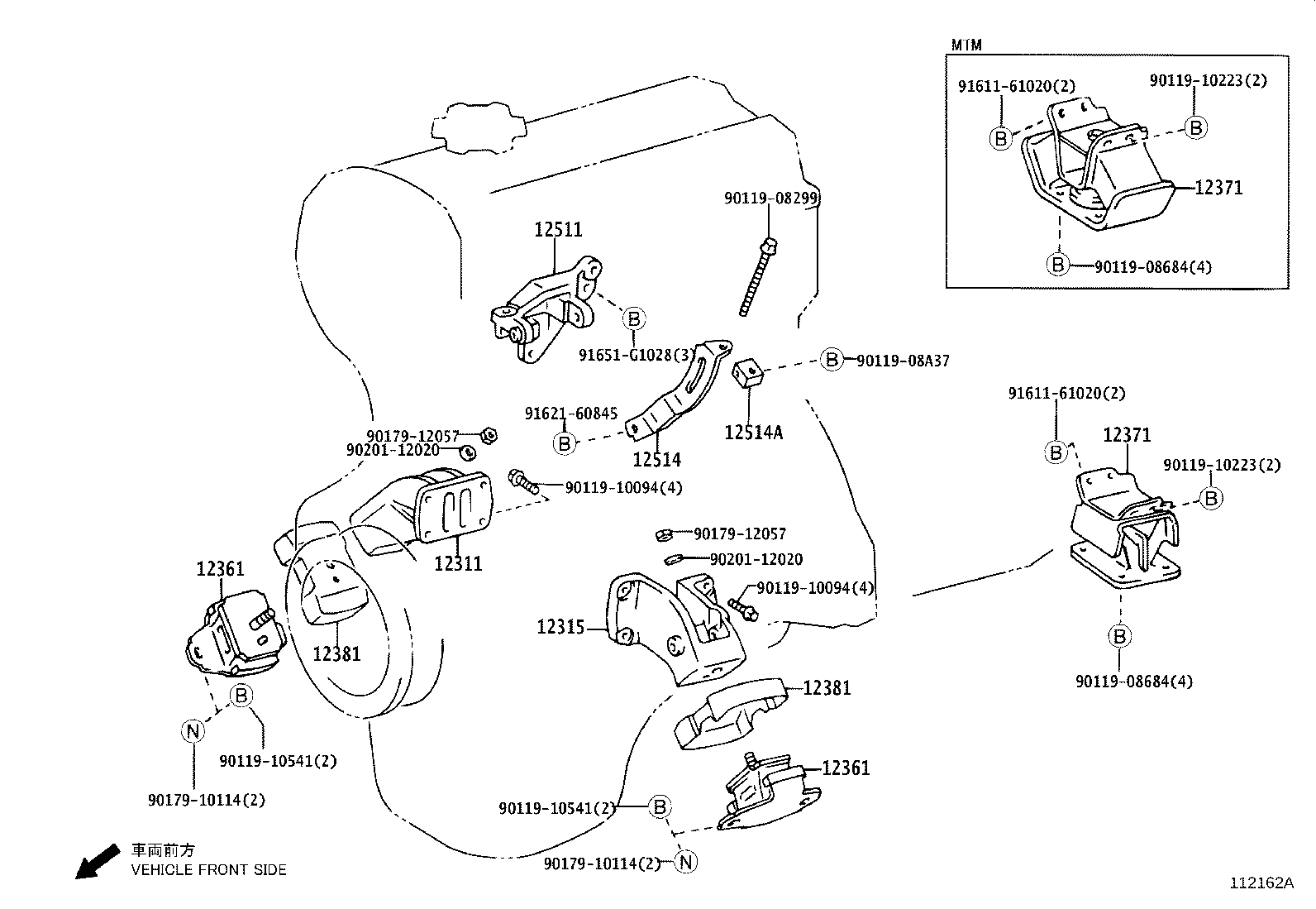 12360-70060 INSULATOR, ENGINE MOUNTING, FRONT product image