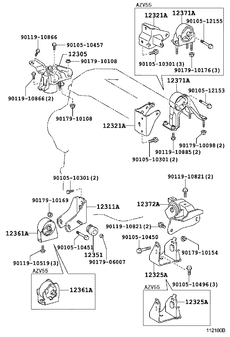 12361-74530 INSULATOR, ENGINE MOUNTING, FRONT(FOR TRANSVERSE ENGINE) product image