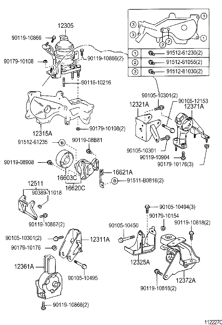 12361-21040 INSULATOR, ENGINE MOUNTING, FRONT(FOR TRANSVERSE ENGINE) product image