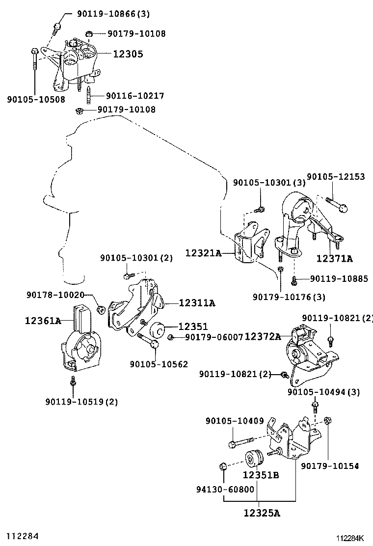 12311-21040 BRACKET, ENGINE MOUNTING, FRONT(FOR TRANSVERSE ENGINE) product image