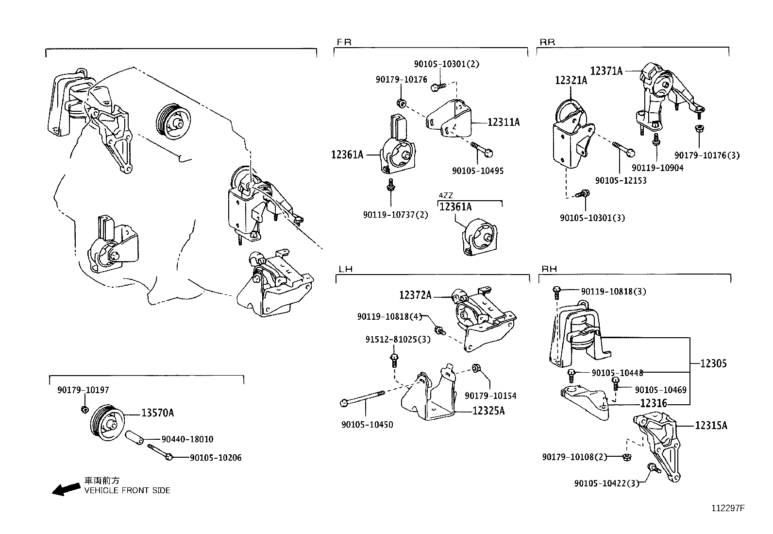 12321-0D091 BRACKET, ENGINE MOUNTING, REAR(FOR TRANSVERSE ENGINE) product image