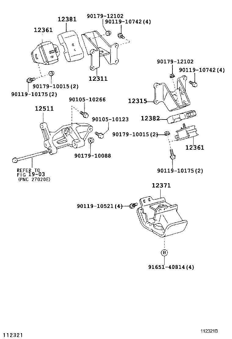 12315-54040 BRACKET, ENGINE MOUNTING, FRONT NO.1 LH product image