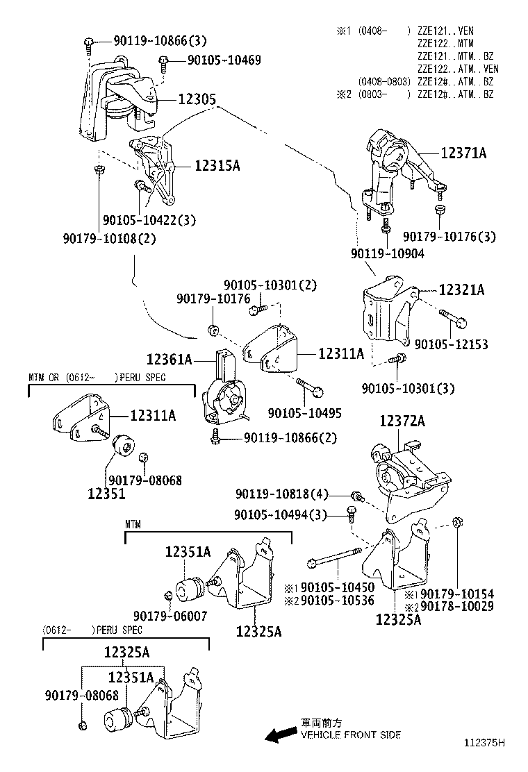12315-0D050 BRACKET, ENGINE MOUNTING, RH(FOR TRANSVERSE ENGINE) product image