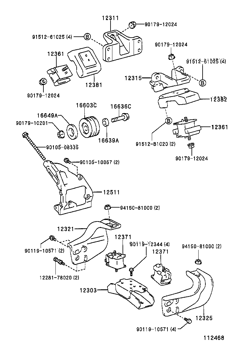 12361-78070 INSULATOR, ENGINE MOUNTING, FRONT product image