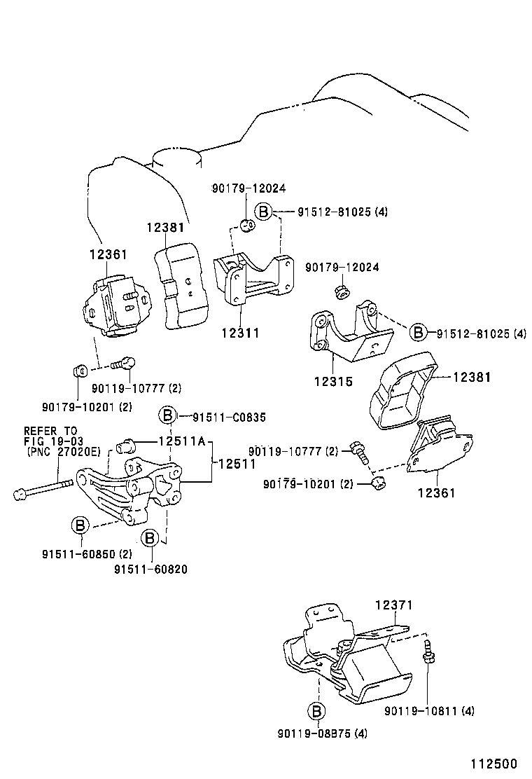12311-54230 BRACKET, ENGINE MOUNTING, FRONT NO.1 RH product image