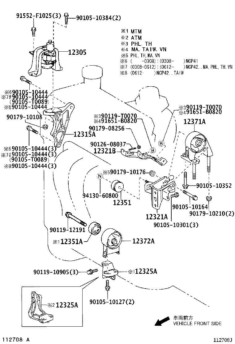 12315-02050 BRACKET, ENGINE MOUNTING, RH(FOR TRANSVERSE ENGINE) product image