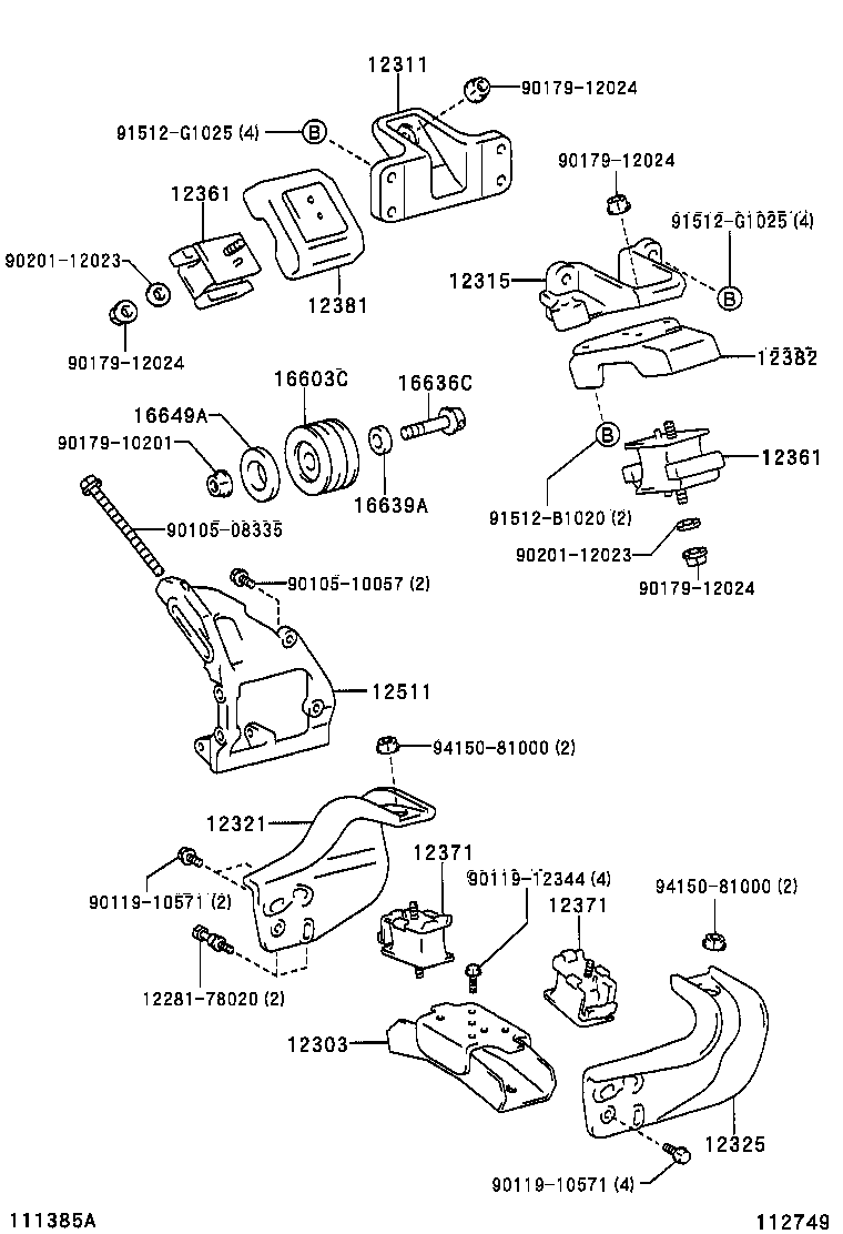 12303-0W010 BRACKET SUB-ASSY, ENGINE MOUNTING, REAR product image