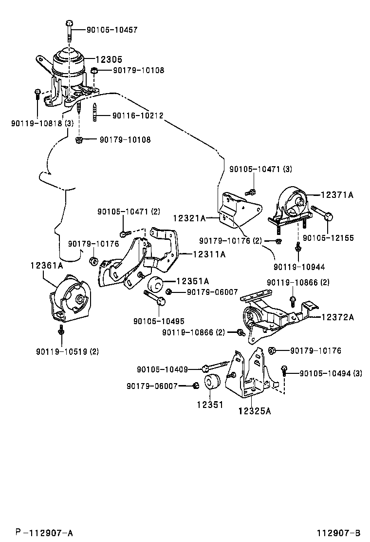 12371-22120 INSULATOR, ENGINE MOUNTING, REAR product image