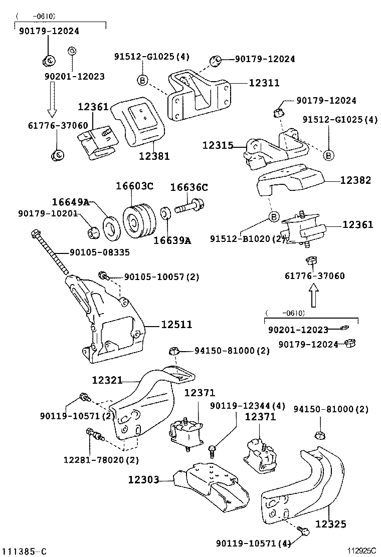 12315-78030 BRACKET, ENGINE MOUNTING, FRONT NO.1 LH product image