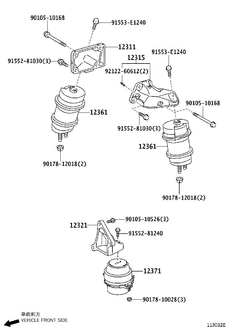 12311-50160 BRACKET, ENGINE MOUNTING, FRONT NO.1 RH product image