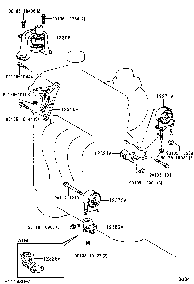 12372-21100 INSULATOR, ENGINE MOUNTING, LH(FOR TRANSVERSE ENGINE) product image