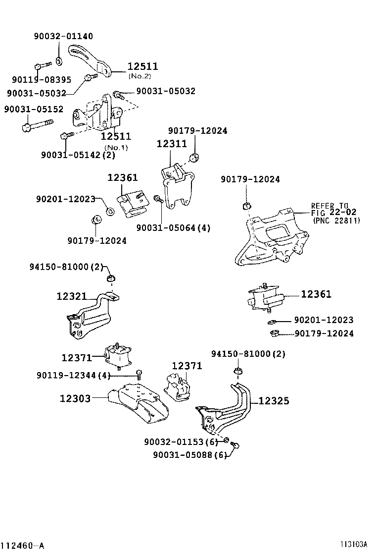 12303-0W010 BRACKET SUB-ASSY, ENGINE MOUNTING, REAR product image