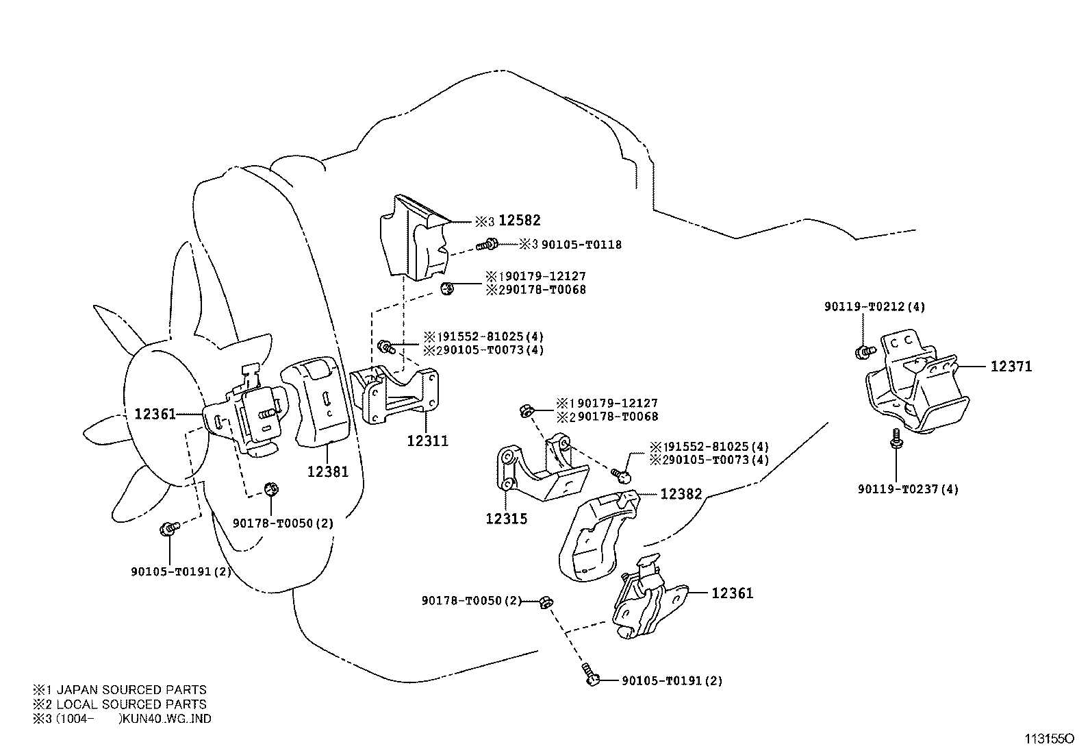 12305-75100 INSULATOR, ENGINE MOUNTING, FRONT product image