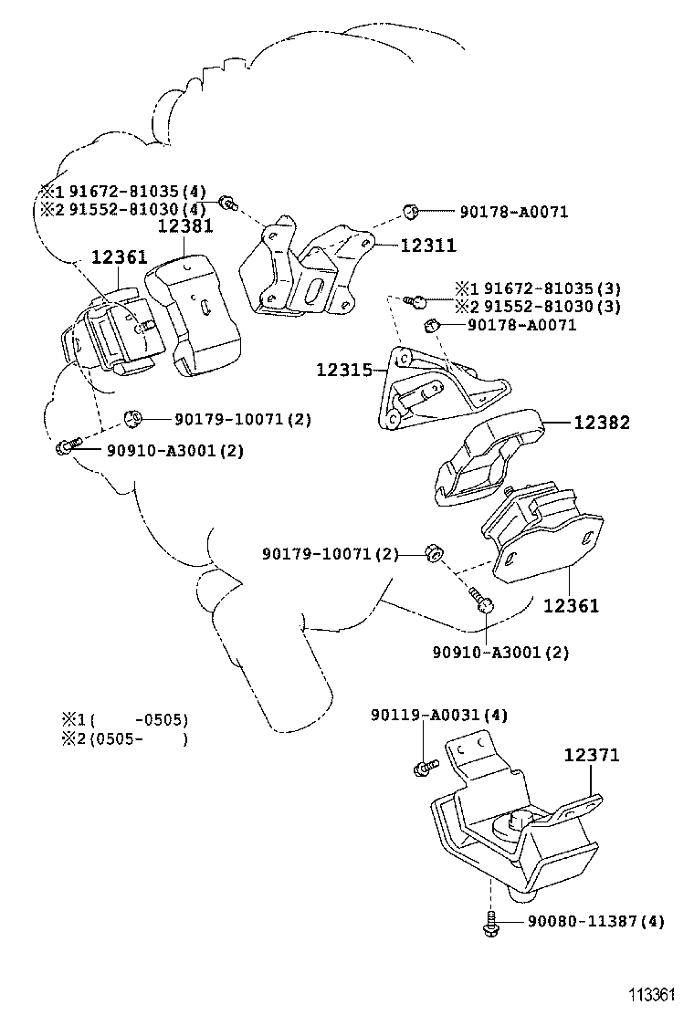 Toyota 12311-62050 BRACKET, ENGINE MOUNTING, FRONT NO.1 RH