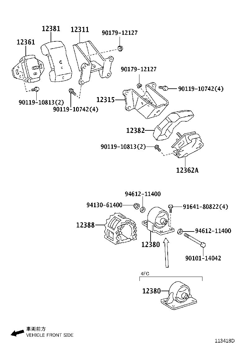 12315-30071 BRACKET, ENGINE MOUNTING, FRONT NO.1 LH product image