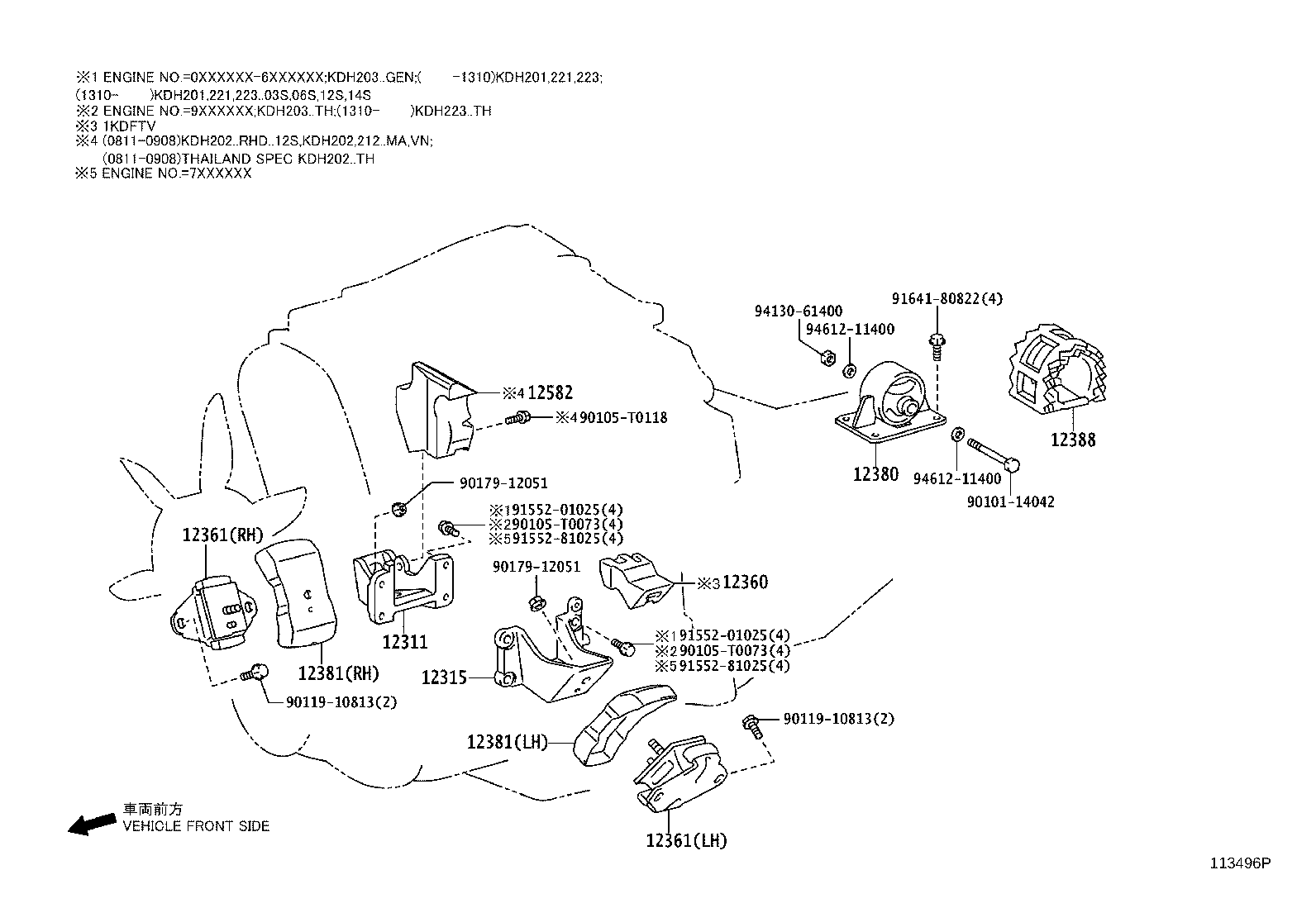 Toyota 12311-75101 BRACKET, ENGINE MOUNTING, FRONT NO.1 RH