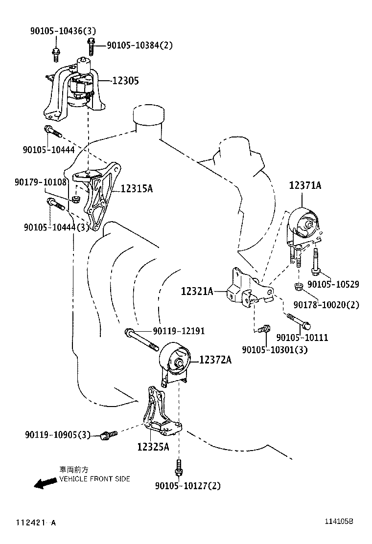 12305-21061 INSULATOR SUB-ASSY, ENGINE MOUNTING, RH product image