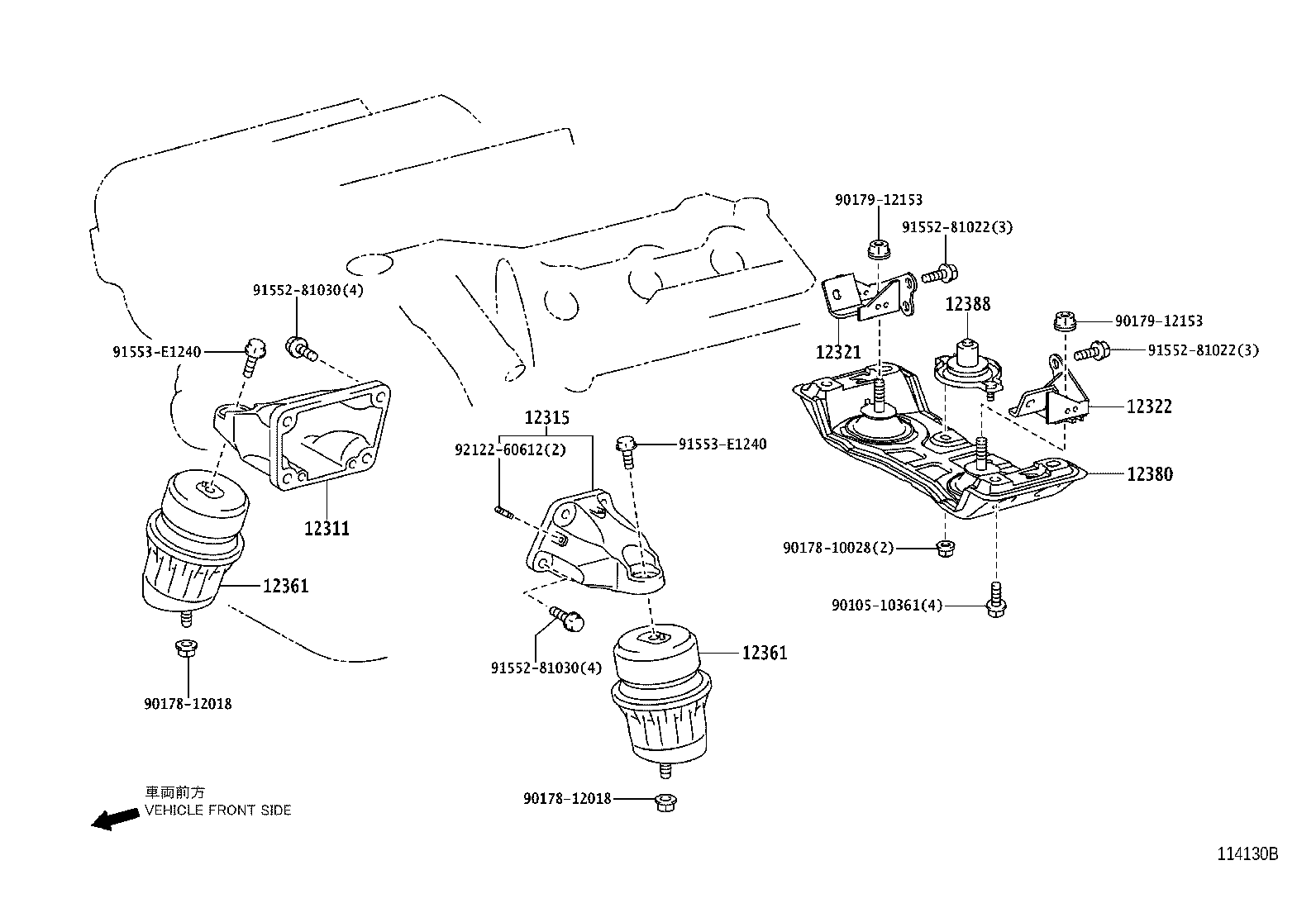 Toyota 12321-31110 BRACKET, ENGINE MOUNTING, REAR, NO.1