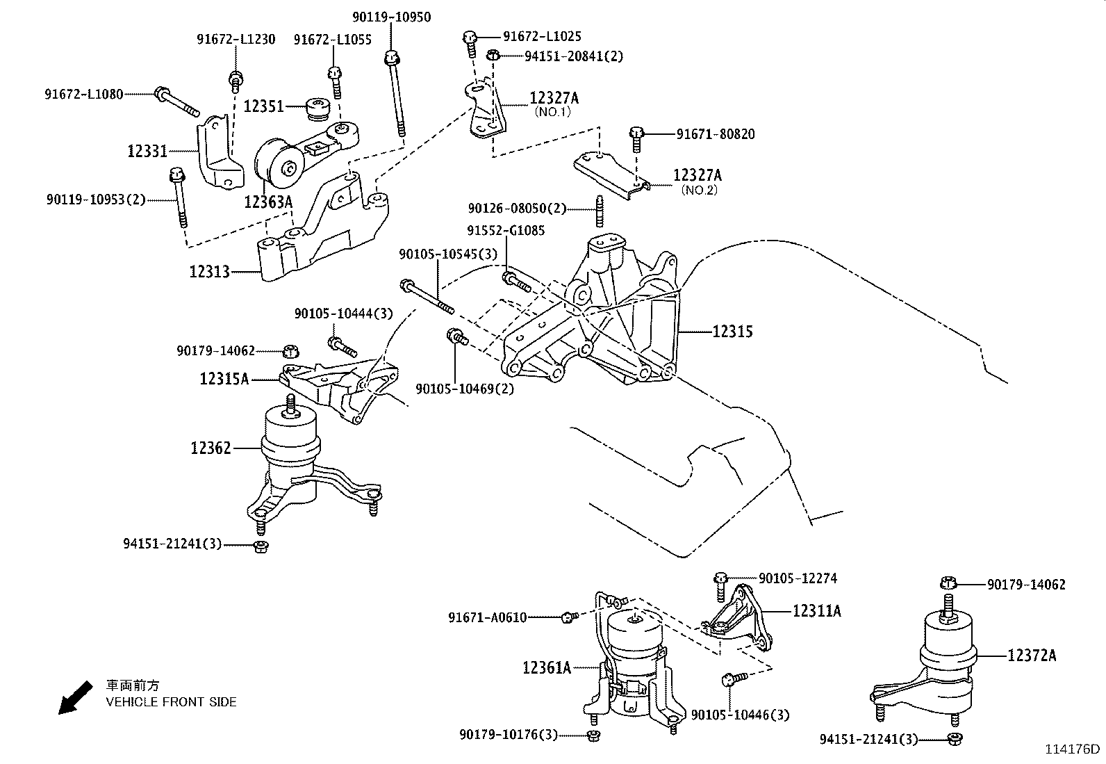Toyota 12331-31010 STAY, ENGINE MOUNTING, NO.3 RH