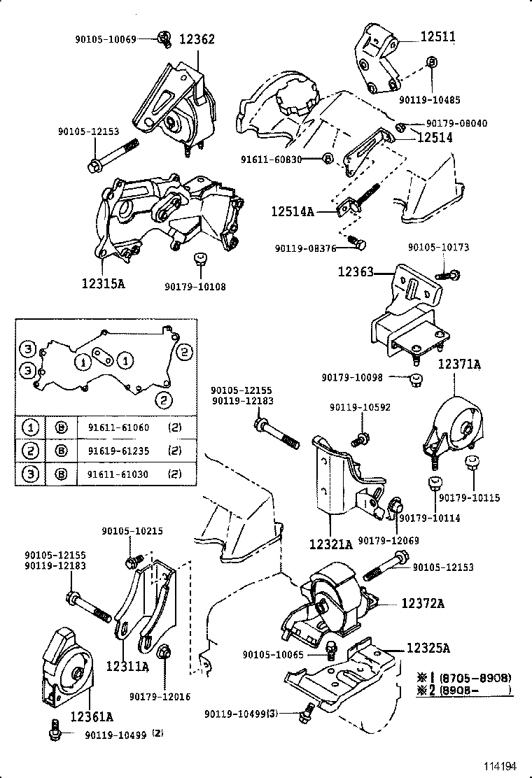 12361-64130 INSULATOR, ENGINE MOUNTING, FRONT(FOR TRANSVERSE ENGINE) product image